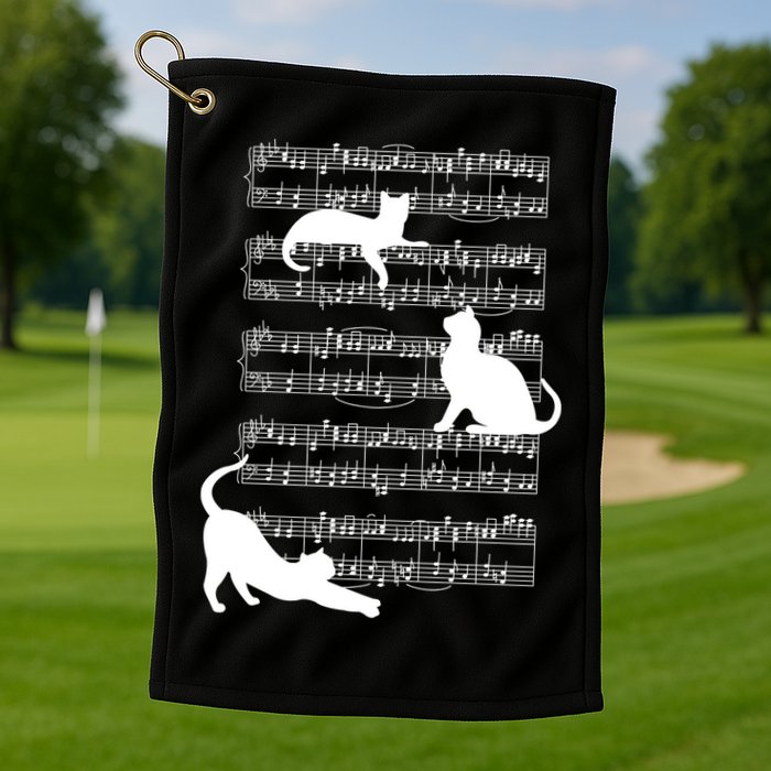 Cat Music Note Sheet Golf Towel