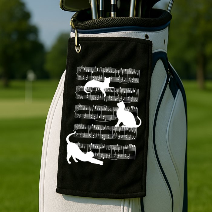Cat Music Note Sheet Golf Towel