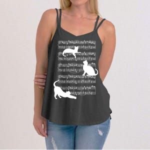 Cat Music Note Sheet Women's Strappy Tank