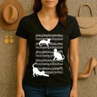 Cat Music Note Sheet Women's V-Neck T-Shirt