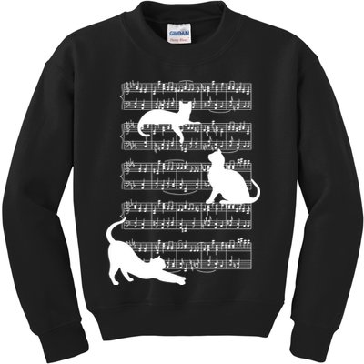 Cat Music Note Sheet Kids Sweatshirt