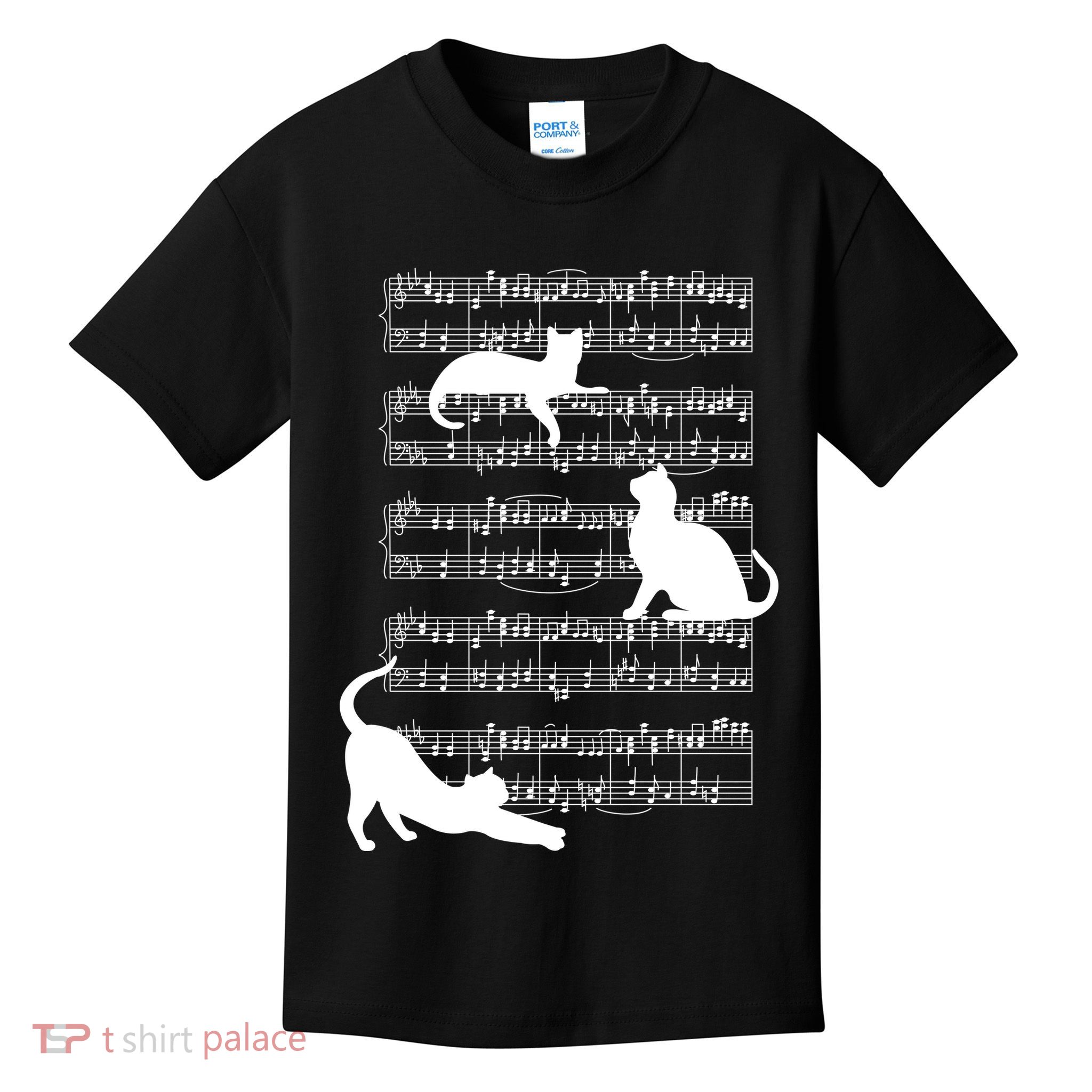 Cat Music Note Sheet Kids T-Shirt