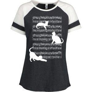 Cat Music Note Sheet Enza Ladies Jersey Colorblock Tee