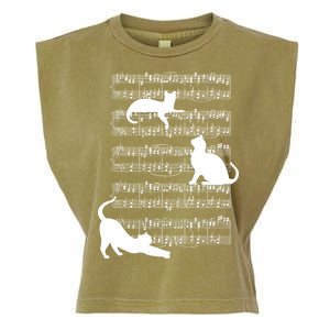 Cat Music Note Sheet Garment-Dyed Women's Muscle Tee