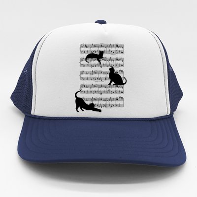 Cat Music Note Sheet Trucker Hat