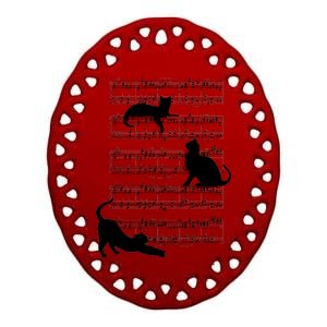 Cat Music Note Sheet Ceramic Oval Ornament