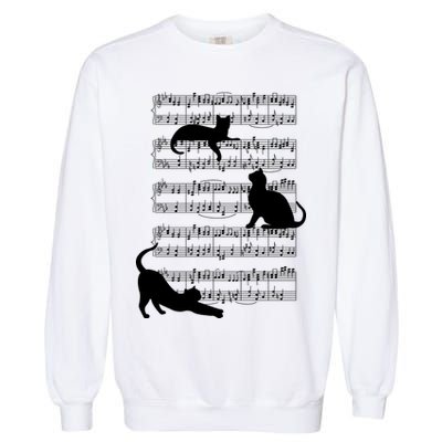 Cat Music Note Sheet Garment-Dyed Sweatshirt