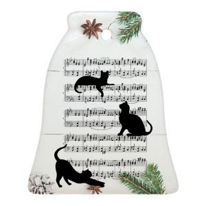 Cat Music Note Sheet Ceramic Bell Ornament