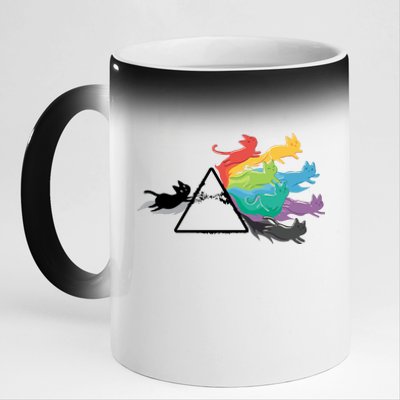 Cat Rainbow Prism 11oz Black Color Changing Mug