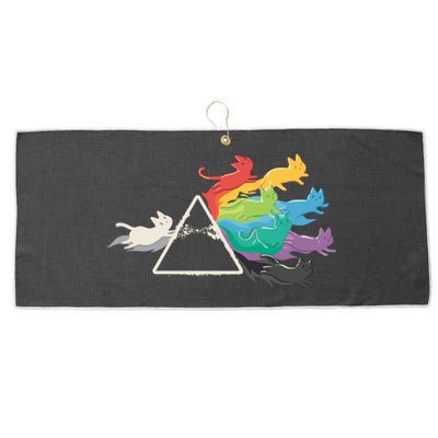 Cat Rainbow Prism Large Microfiber Waffle Golf Towel