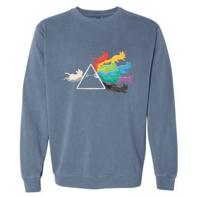 Cat Rainbow Prism Garment-Dyed Sweatshirt