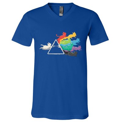 Cat Rainbow Prism V-Neck T-Shirt