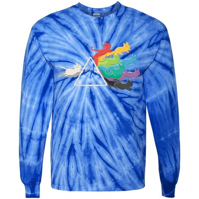 Cat Rainbow Prism Tie-Dye Long Sleeve Shirt