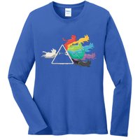 Cat Rainbow Prism Ladies Long Sleeve Shirt