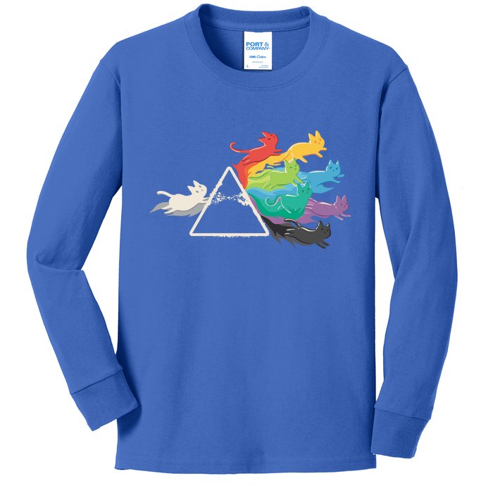 Cat Rainbow Prism Kids Long Sleeve Shirt