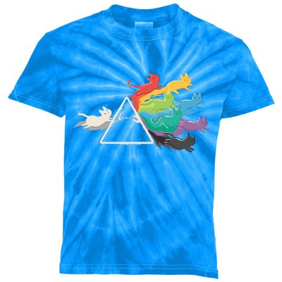 Cat Rainbow Prism Kids Tie-Dye T-Shirt