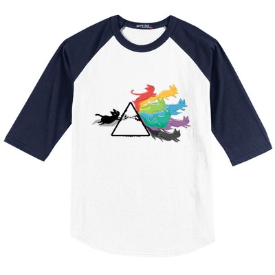 Cat Rainbow Prism Baseball Sleeve Shirt