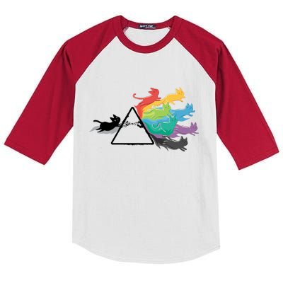 Cat Rainbow Prism Kids Colorblock Raglan Jersey