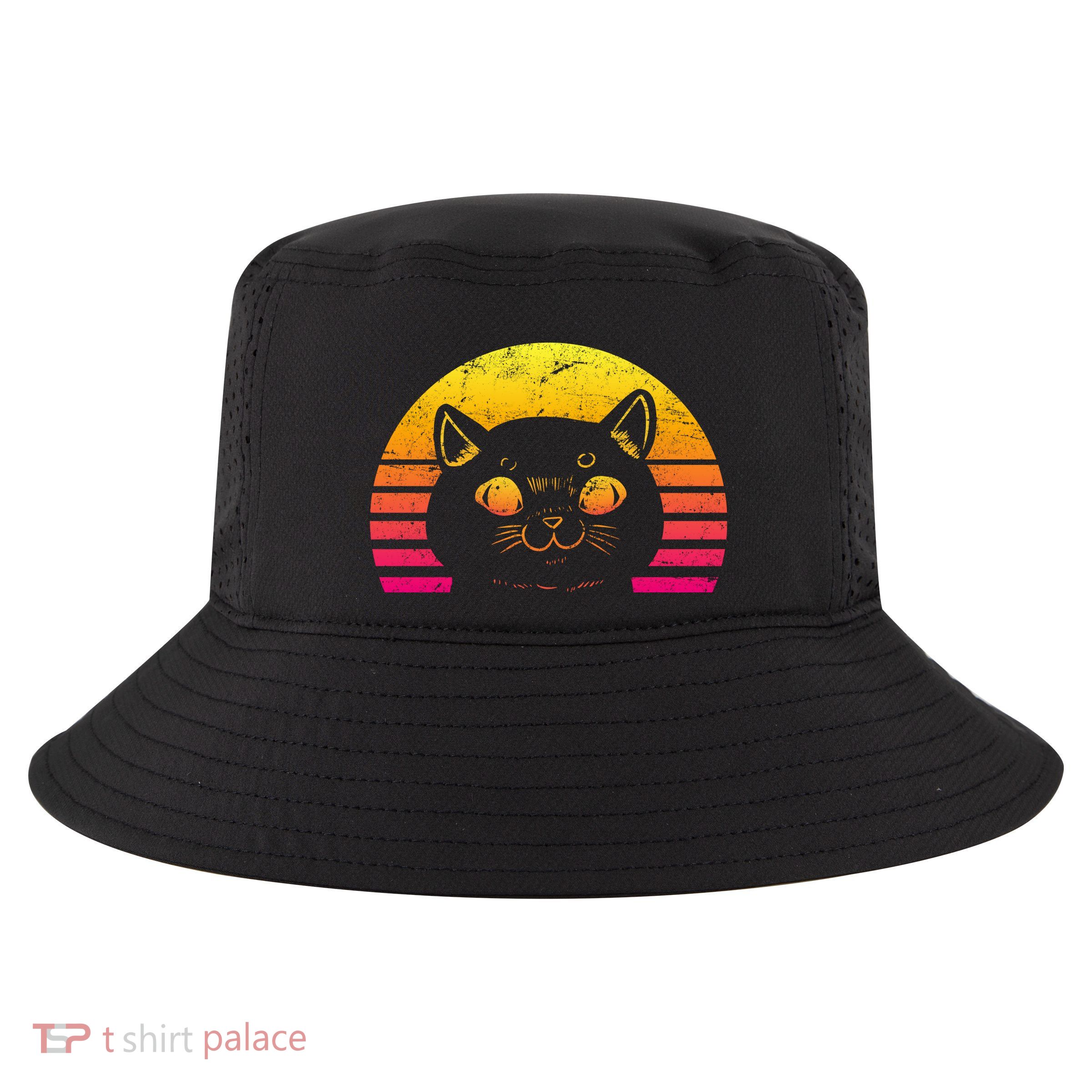 Cat Retro Sunset Cool Comfort Performance Bucket Hat
