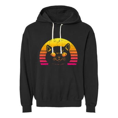 Cat Retro Sunset Garment-Dyed Fleece Hoodie