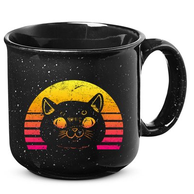 Cat Retro Sunset 15oz Campfire Ceramic Mug