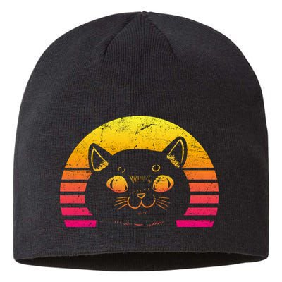 Cat Retro Sunset Sustainable Beanie