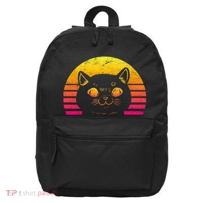 Cat Retro Sunset 16 in Basic Backpack