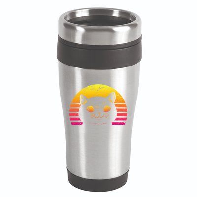 Cat Retro Sunset 16oz Travel Tumbler