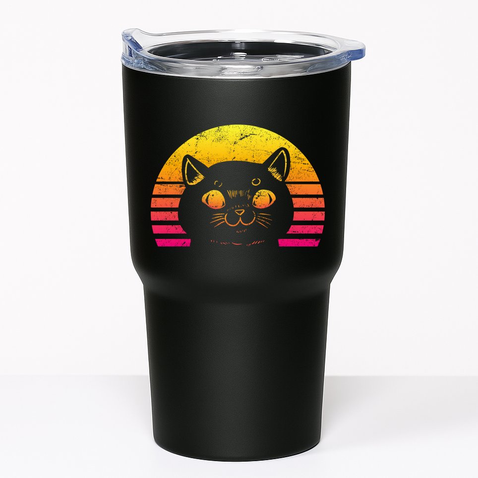 Cat Retro Sunset Tumbler