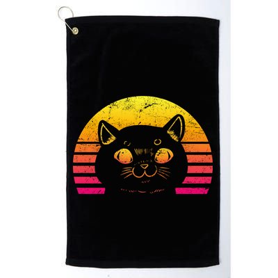 Cat Retro Sunset Golf Towel