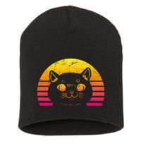 Cat Retro Sunset Short Acrylic Beanie