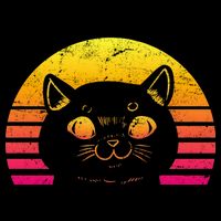 Cat Retro Sunset Short Acrylic Beanie