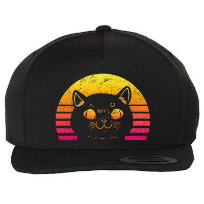 Cat Retro Sunset Wool Snapback Cap