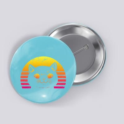 Cat Retro Sunset Button
