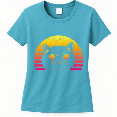 Cat Retro Sunset Womens T-Shirt