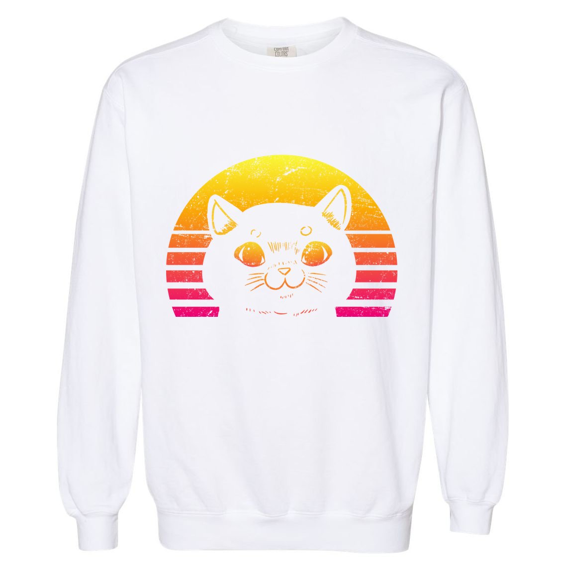 Cat Retro Sunset Garment-Dyed Sweatshirt