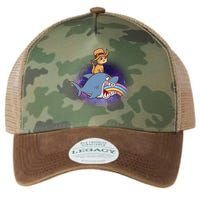Cat Riding Shark Rainbow Bite Legacy Tie Dye Trucker Hat
