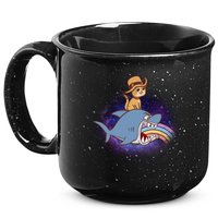 Cat Riding Shark Rainbow Bite 15oz Campfire Ceramic Mug
