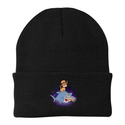 Cat Riding Shark Rainbow Bite Beanie