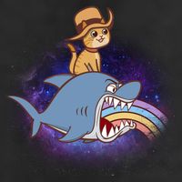 Cat Riding Shark Rainbow Bite 25L Jumbo Tote