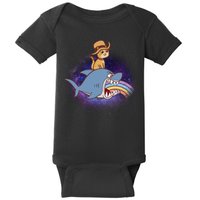 Cat Riding Shark Rainbow Bite Baby Bodysuit