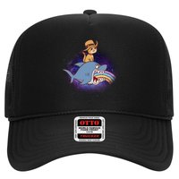 Cat Riding Shark Rainbow Bite Hat