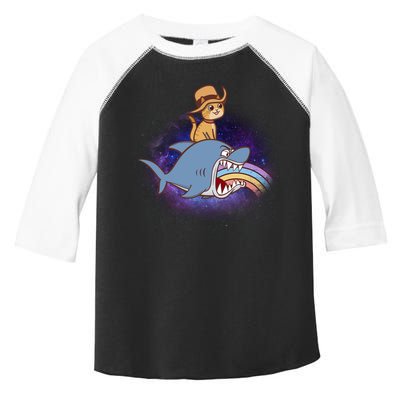 Cat Riding Shark Rainbow Bite Toddler Fine Jersey T-Shirt