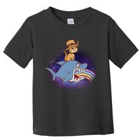 Cat Riding Shark Rainbow Bite Toddler T-Shirt