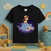 Cat Riding Shark Rainbow Bite Toddler T-Shirt