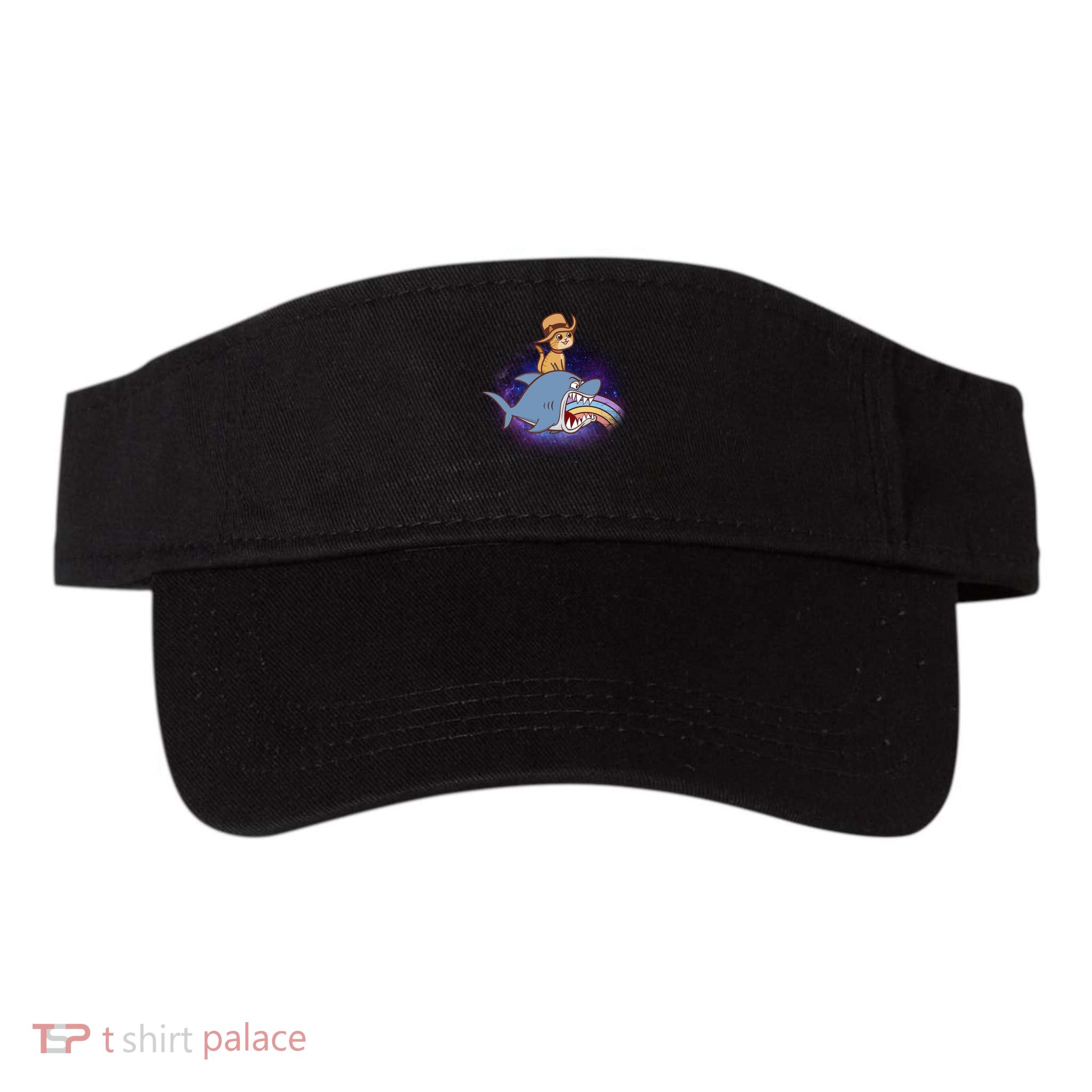 Cat Riding Shark Rainbow Bite Visor