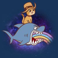 Cat Riding Shark Rainbow Bite Infant Baby Jersey Bodysuit