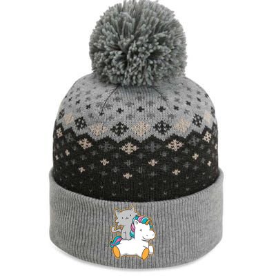 Cat Riding Unicorn The Baniff Cuffed Pom Beanie