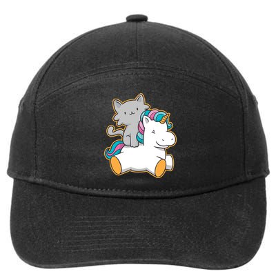 Cat Riding Unicorn 7-Panel Snapback Hat