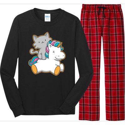 Cat Riding Unicorn Long Sleeve Pajama Set